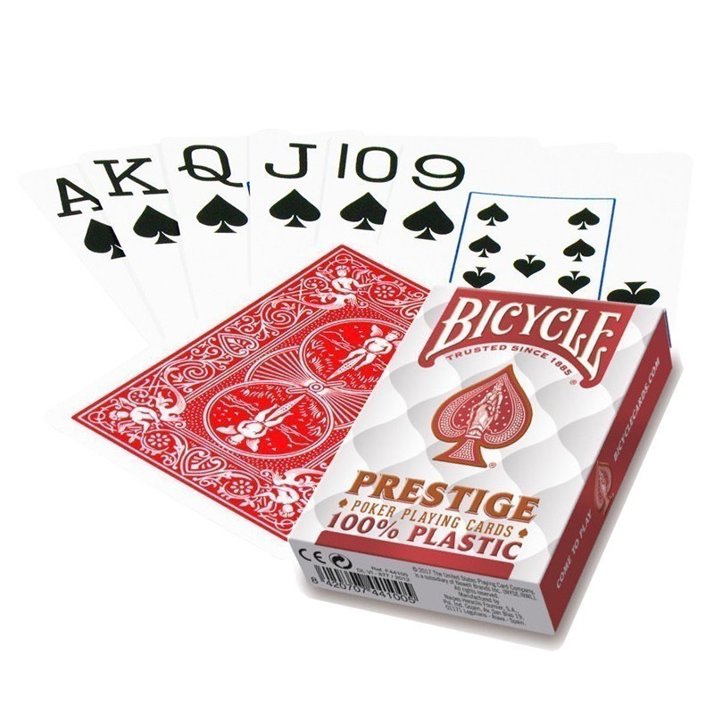 Bicycle Prestige 100% Plastic Playing Cards Cards Jumbo Index Red Poker NEW 