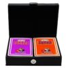 Modiano Texas Poker Jumbo 2 Orange & Purple Deck in artificial Hard Leather Box | Σετ Modiano Texas Poker Jumbo Σε Θήκη από Δερματίνη