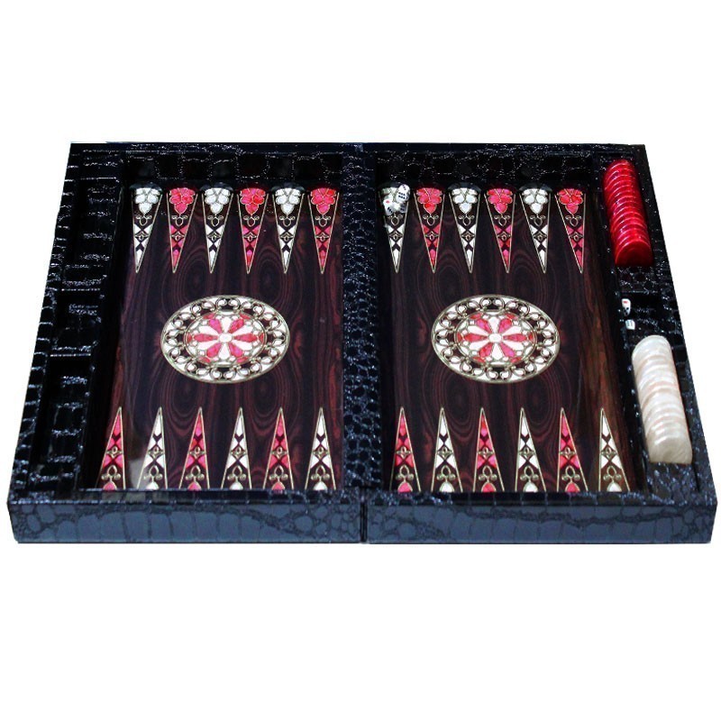 Backgammon Luxury Leather Deluxe ( Black )