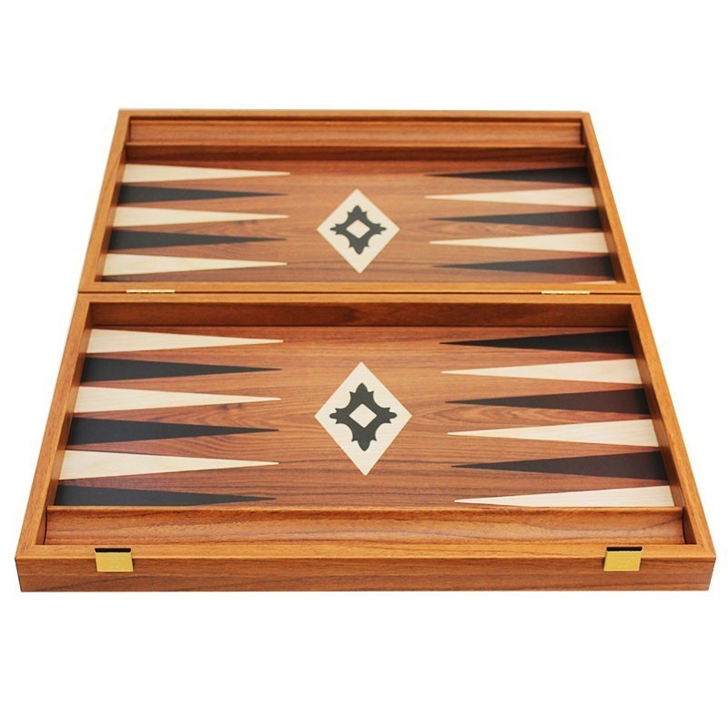 Gold Backgammon Board with Disk Storage - Handmade Walnut veneer - Big size | Τάβλι Καρυδιά Gold Με Θήκη Μεγάλο