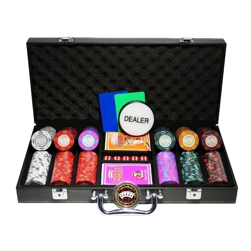 Poker Set 300pcs Monte Carlo Palace 14gr Clay - Complete Game Set in Luxury Carry Case  | Σετ Μάρκες Πόκερ Palace 300τεμ 14gr Σε Βαλίτσα Πολυτελείας